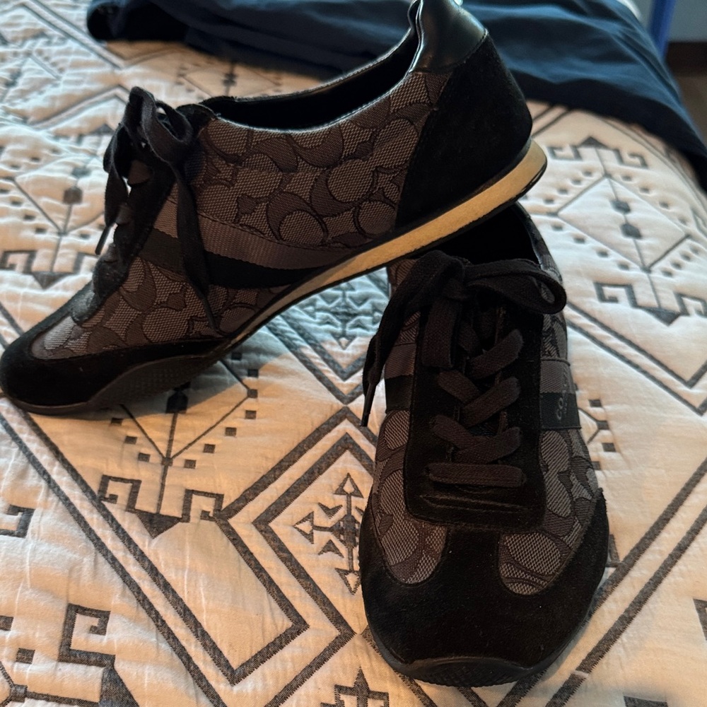 Coach Black and Gray Patterned Sneakers Women’s 9